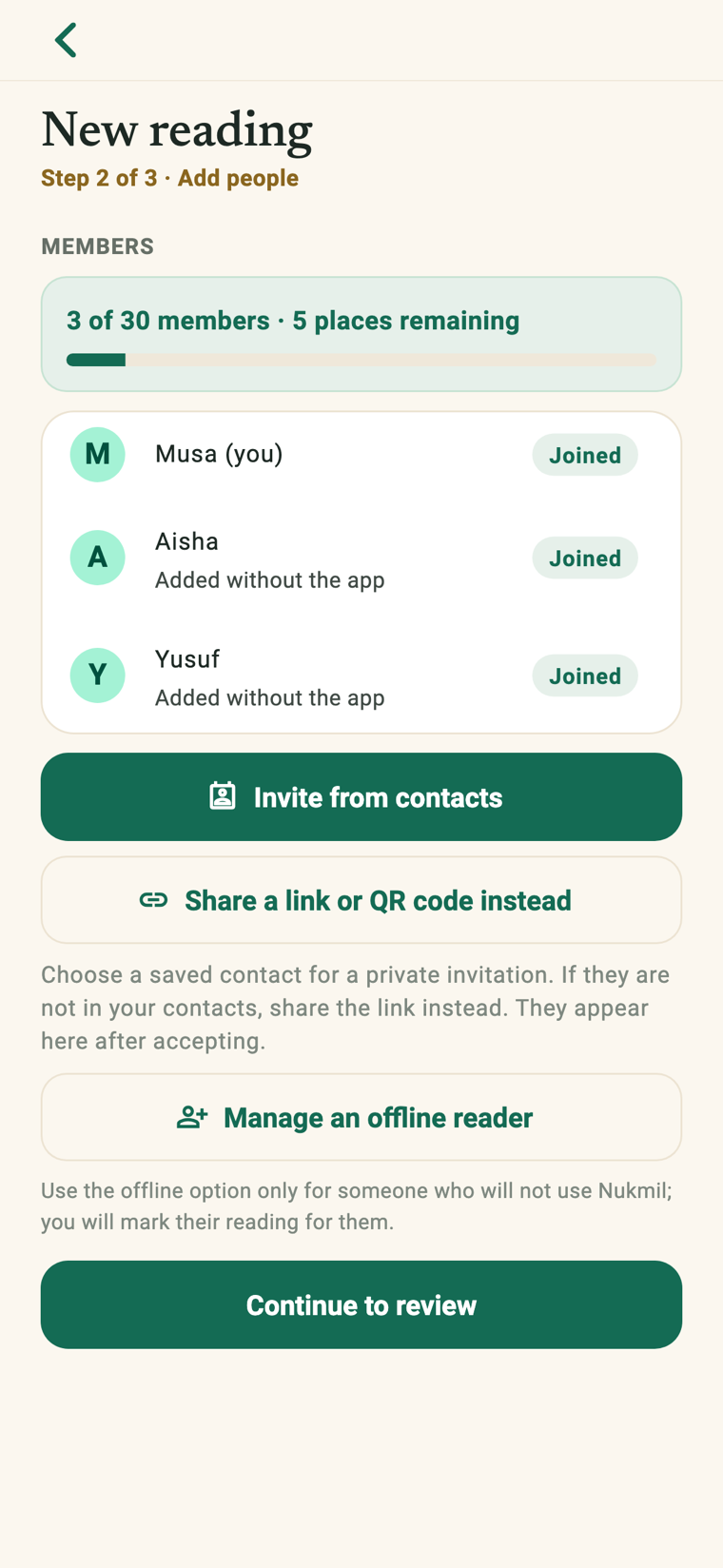 Creating a private reading circle