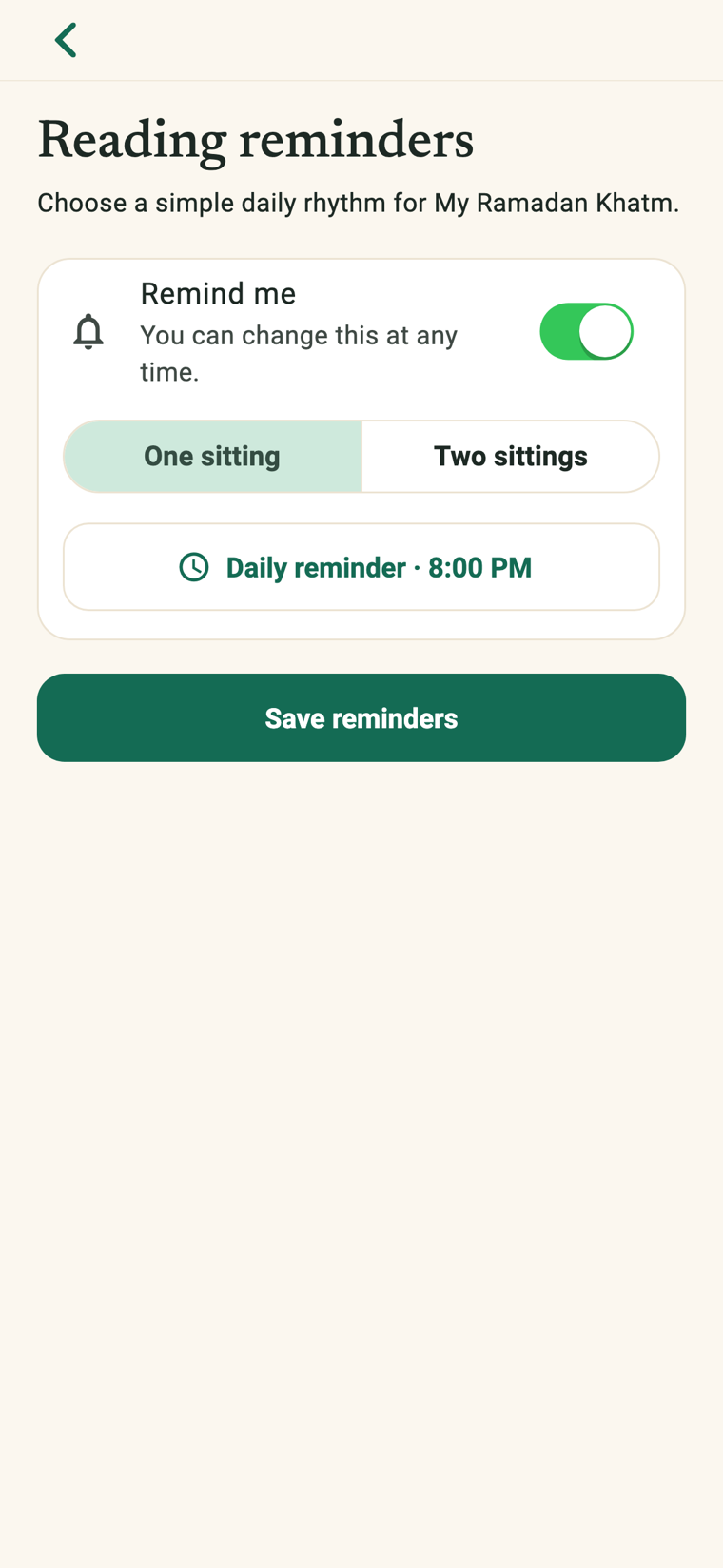 Personal reading reminders