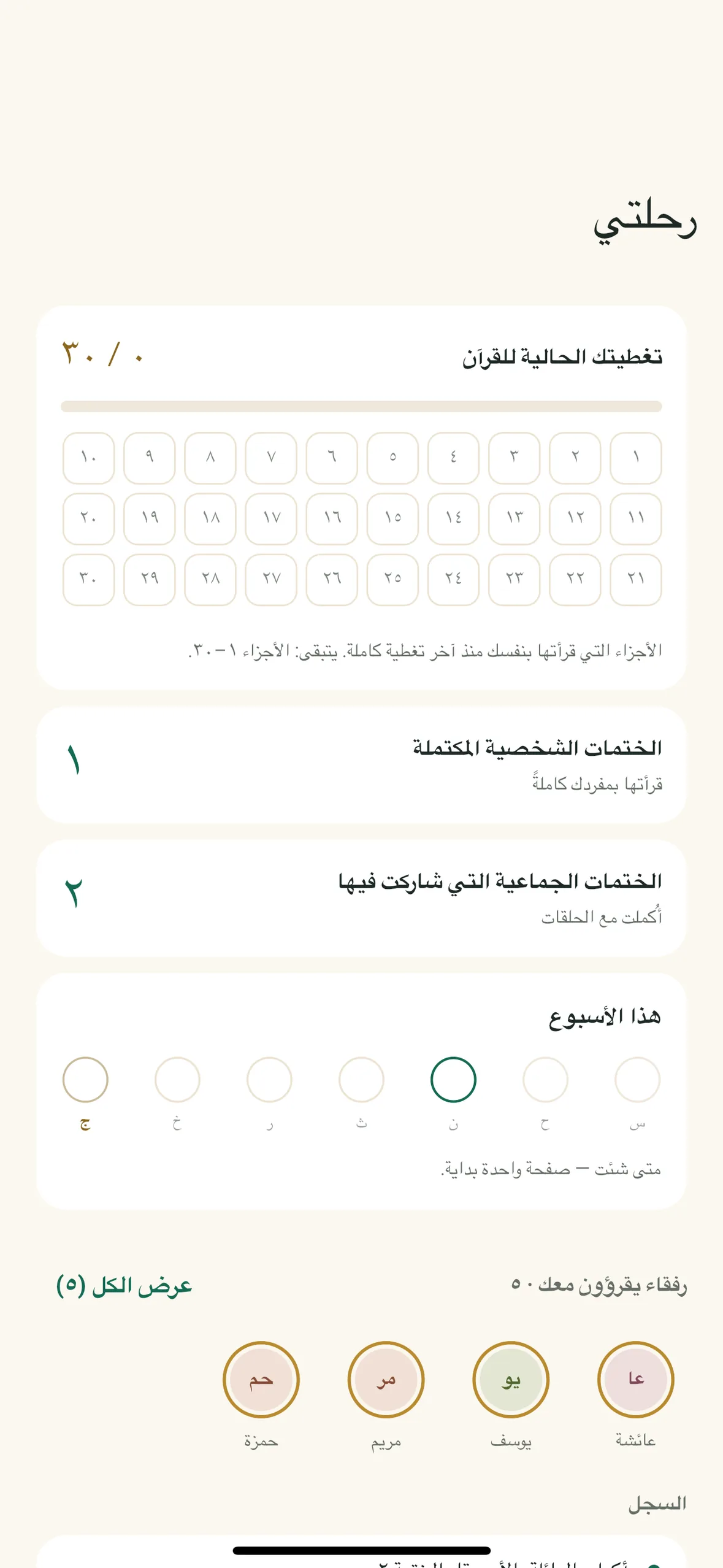 رحلتي: التغطية الشخصية والختمات وهذا الأسبوع
